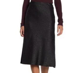 Black Satin Midi Skirt, Size XS